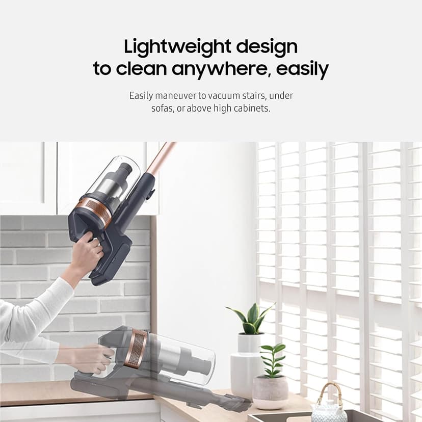 SAMSUNG Jet 60 Pet Cordless Stick Vacuum Cleaner w/ Removable Battery, Advanced Floor Cleaning, Jet Fit Brush to Clean Hardwood, Carpet and Tile, Lightweight Design, VS15A6032R7, Rose Gold