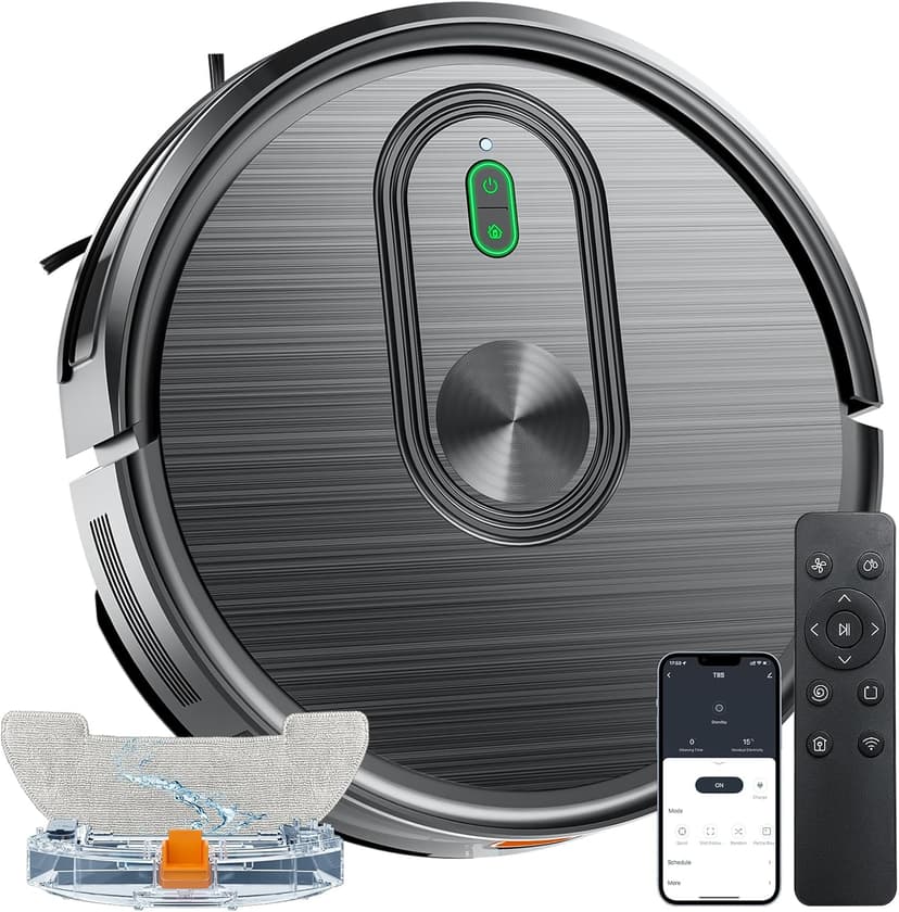 Robot Vacuum and Mop Combo, Vacuuming & Mopping 2 in 1 Robot 3200Pa Max Suction,with Schedule, App/Bluetooth/Voice, Self-Charging Robot Vacuum Cleaner, Slim, Ideal for Pet Hair, Hard Floor, Carpet