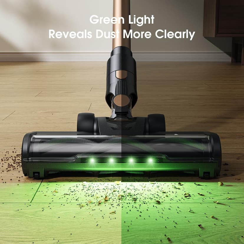Cordless Vacuum Cleaner, 30Kpa Stick Vacuum with Anti-Tangle Brush and Upgraded Green Light, Vacuum Cleaner for Home, Wireless Vacuum for Pet Hair, Carpet, Hard Floor