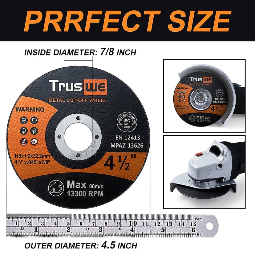 Cut Off Wheels 52 Pack,4 1/2 Inch,0.45 USD/Pack,Metal and Stainless Steel Cutting Wheel for Angle Grinder,Ultra Thin Cut-Off Wheel Cutting Disc (52 PCS 4-1/2 x .045 x 7/8 inch Cut Off Wheels)