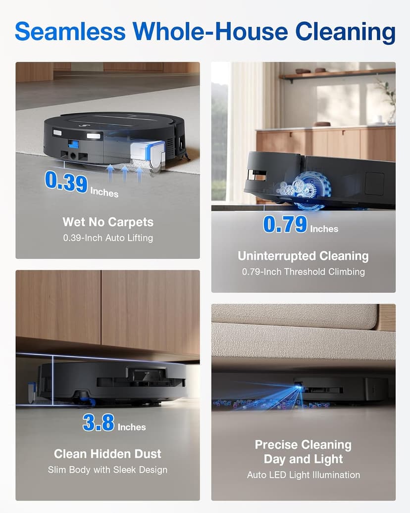 ECOVACS DEEBOT T80 Omni Robot Vacuum and Mop, 18,000Pa Suction, OZMO™ Roller Real-Time Mop Washing, Self-Emptying, Hot Air Drying, AI Navigation, Anti-Tangle Brush, for Pets, Carpets & Hard Floors