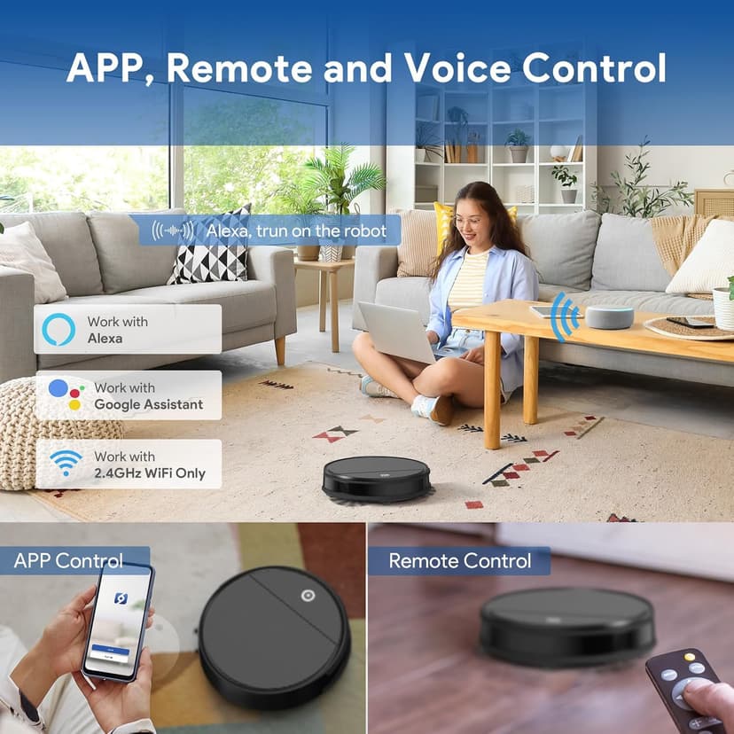 Bagotte Robot Vacuum and Mop, BG550Pro Robotic Vaccum with 550ml Large Dust Bin, Zigzag Efficient Navigation, 2.75'' Slim Design, Automatic Robotic Vacuum Cleaner for Pet Hair, Hard Floor, Carpet