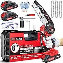 Mini Chainsaw, 6 Inch Mini Chainsaw Cordless, 2024 Upgraded Portable Handheld Small Chain saw for Wood Cutting, Tree Trimming, Courtyard, Household, and Garden (Includes 2 Batteries and 3 Chains)