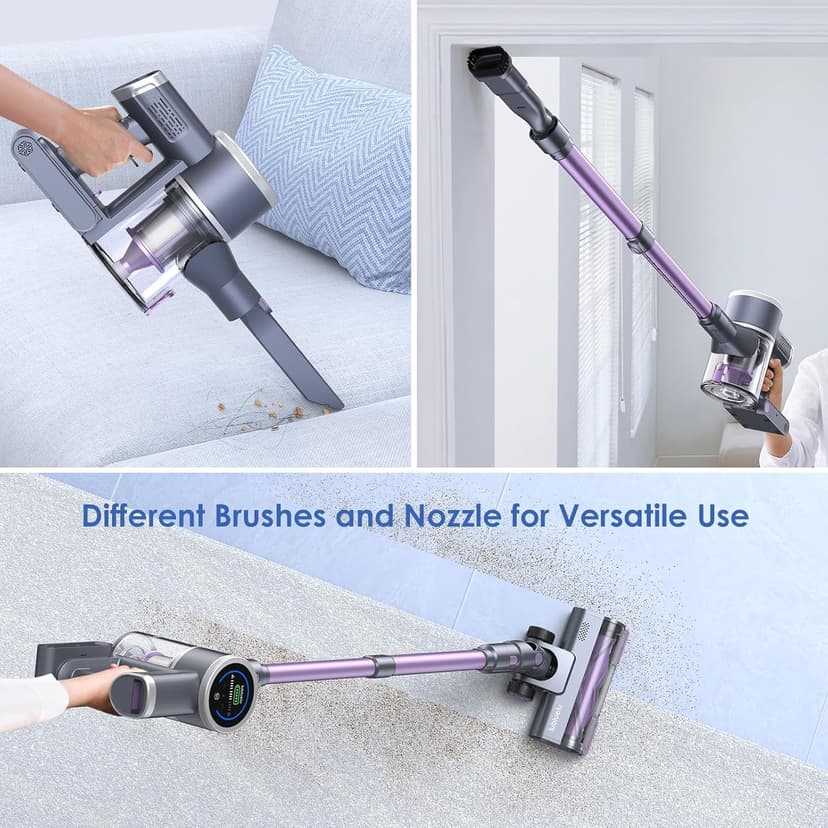 Lubluelu Cordless Vacuum Cleaner, 25Kpa Brushless Vacuum Cleaner, Cordless Vacuum with LED Display Screen, 6 in 1 Stick Vacuum for Pet Hair Carpet Hard Floor