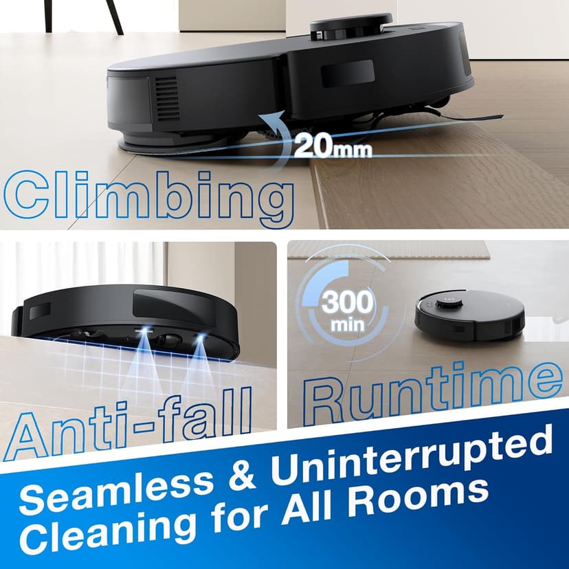 ECOVACS DEEBOT N20 Plus Robot Vacuum and Mop,with Bagless Self Emptying Station,8000Pa Powerful Suction,Anti-Tangle Technology,45-Day Capacity,300 Minutes Runtime,Perfect for Pet Hair