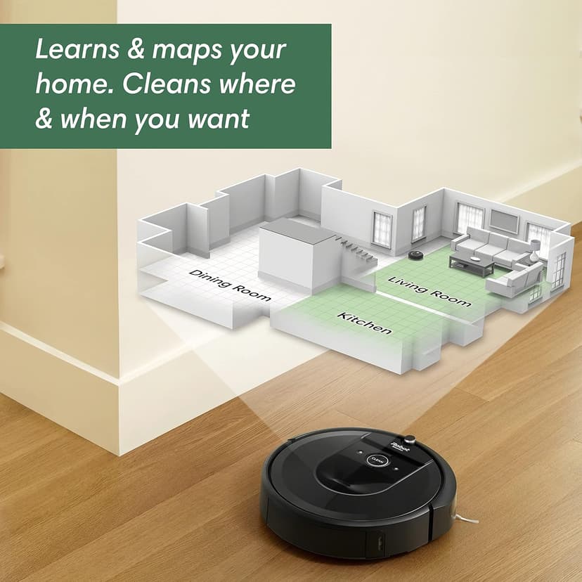 iRobot Roomba i7+ (7550) Robot Vacuum with Automatic Dirt Disposal - Empties Itself for up to 60 Days, Wi-Fi Connected, Smart Mapping, Works with Alexa, Ideal for Pet Hair, Carpets, Hard Floors