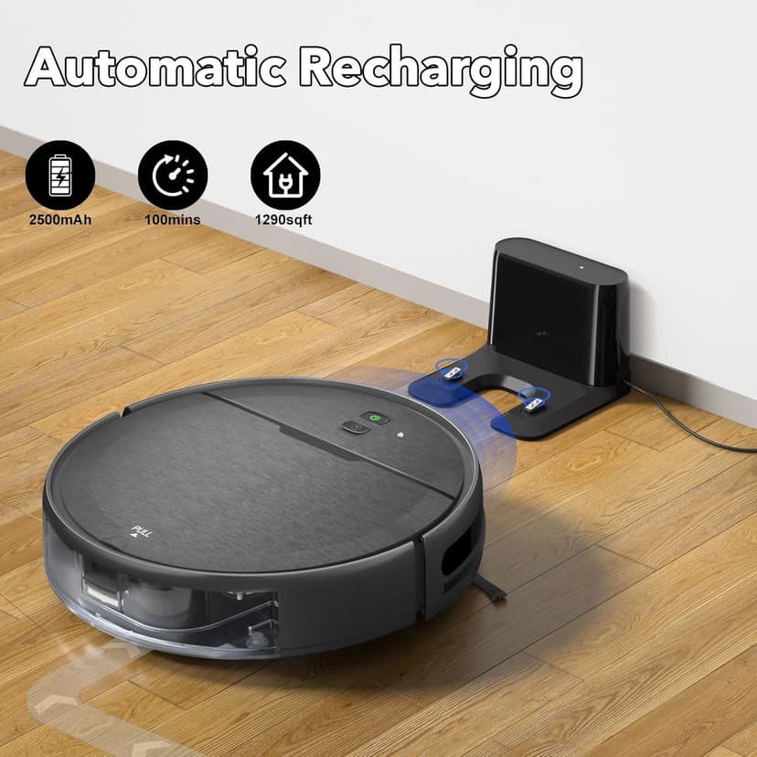 Robot Vacuum and Mop Combo, 2-in-1 Robot Vacuum Cleaner with Strong Suction, Compatible with APP/Home Integration, Schedule, Long battery life, Tangle-free, Ideal for Pet hair and Low Pile carpets