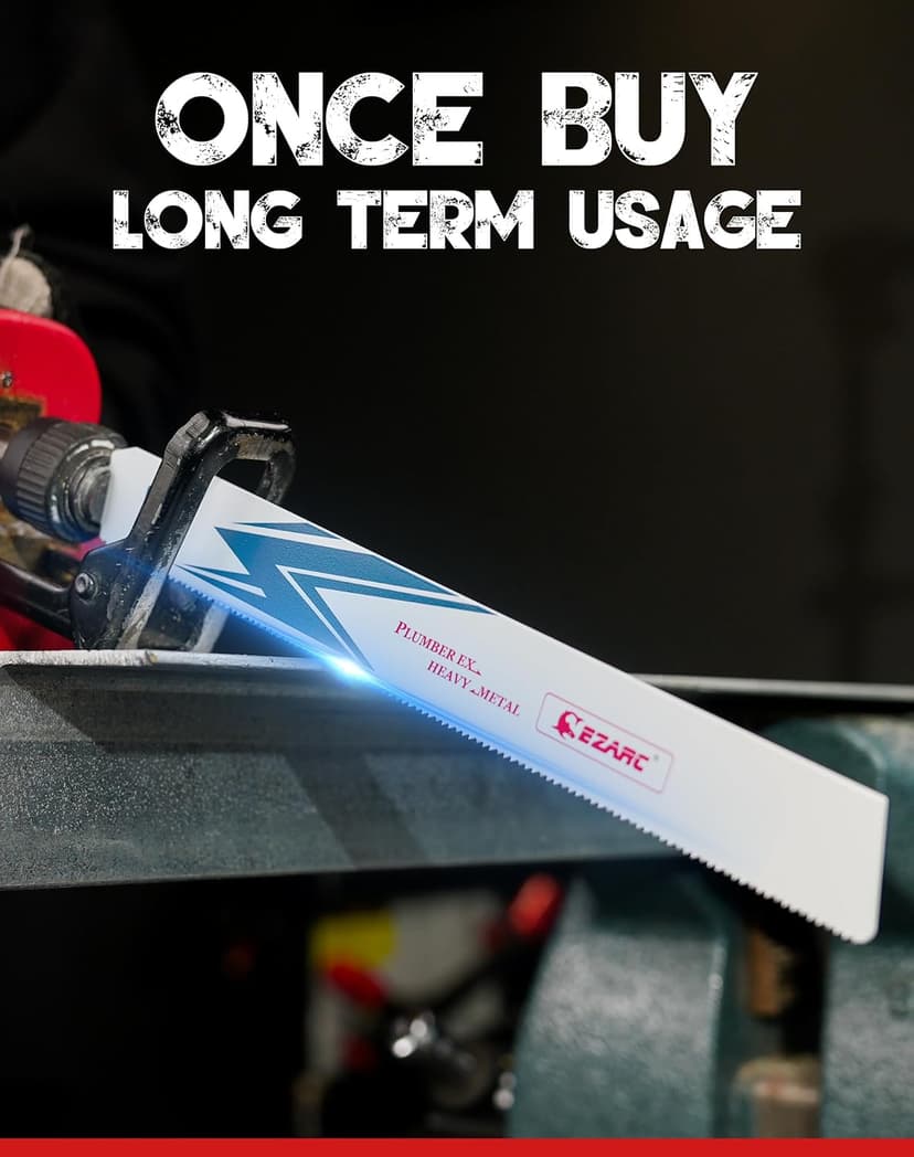 EZARC Reciprocating Saw Blade Bi-Metal Cobalt Sabre Saw Blades for Heavy Metal Cutting 6-Inch 14TPI R626PM+ (5-Pack)