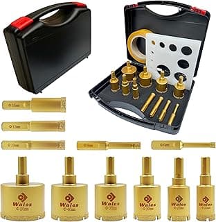 13 Packs Diamond Hole Saw Drill Bit Kit Wet/Dry - Serrated Brazed Core Set with Guide Jig for Ceramic, Glass, Tile, Marble, Granite, Gypsum (6mm-50mm)