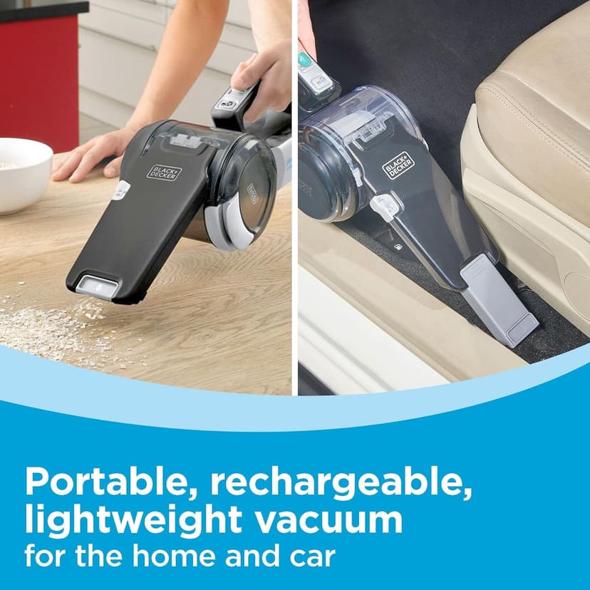 BLACK+DECKER dustbuster PIVOT VAC Cordless Handheld Vacuum, Home and Car Vacuum with Crevice Tool and Pivot Nozzle (BDH2000PL)