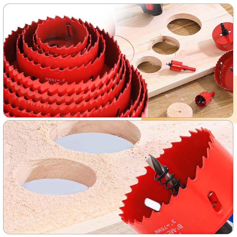 Bi-Metal Hole Saw Kit - 9 Pcs General Purpose Hole Saw Drill Bits, Sizes 3/4" to 3", HSS Hole Cutter with Arbor & Pilot Bit - Ideal for Wood, Plywood, Cornhole, Ceiling, and Drywall