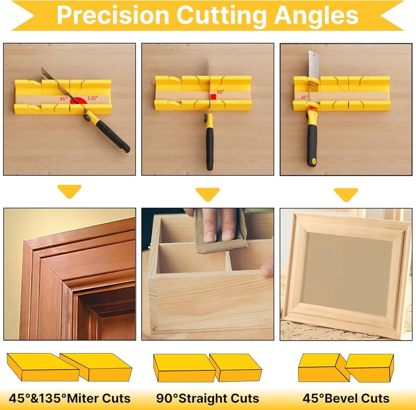 GARTOL Miter Box and Saw Set, 4-Piece Japanese Hand Saw for Wood Cutting, Woodworking Tools for Precise Miter and Bevel Cuts with 3 Replaceable Blades for DIY, Crafting, Furniture Making & Carpentry