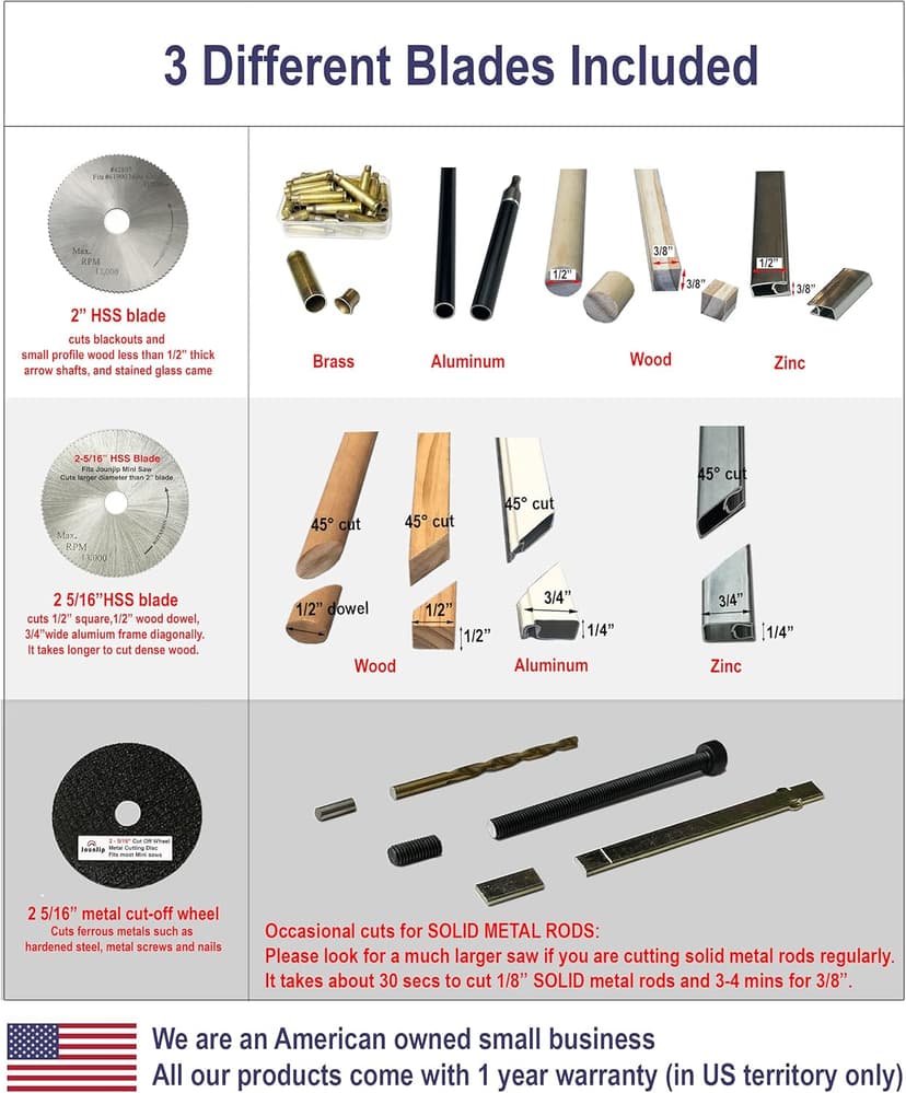 JOUNJIP Mini Miter Cut-Off Chop Saw for Hobby Miniature Model Making, Carbon Arrow Shafts, Zinc Stained Glass Came, 223/5.56 Brass - Cuts Max. 1/2" High x 1/2" Wide or 1/4" H x 3/4" W