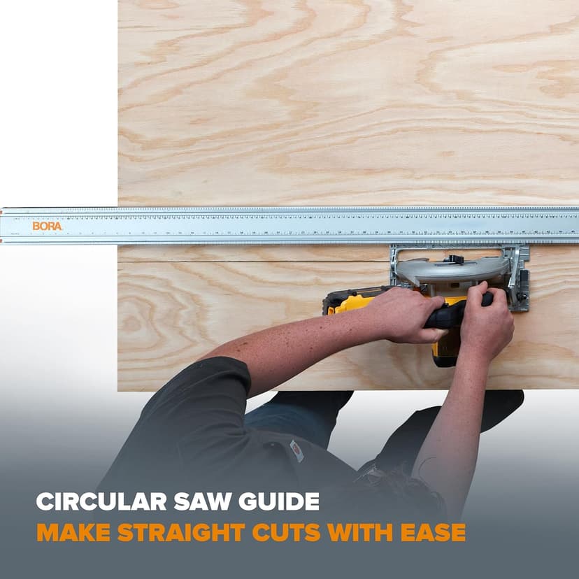 BORA 100" NGX Clamp Edge, Straight Cut Guide for Circular Saws, Aluminum, Includes 50-Inch Clamp Edge & 50-Inch Extension for 100-Inch Cutting Length, 544100