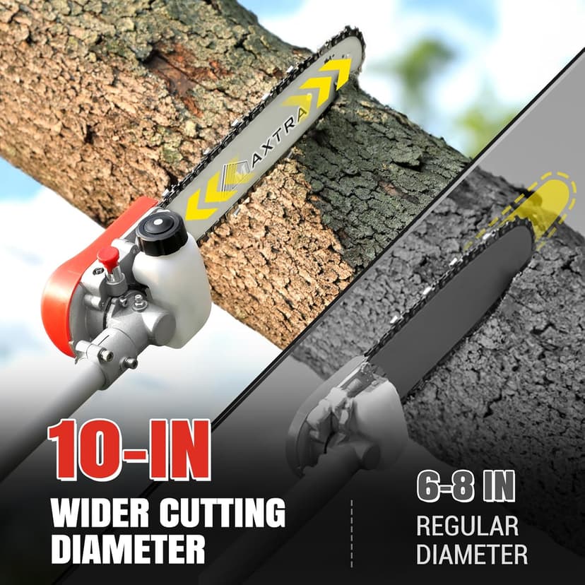 Gas Powered Pole Saw, 16-FT Height Reachable Cordless Extension Chainsaw for Tree Trimming with 3.6ft Extension Pole Reach to 16 feet for Tree Limb Branches Pruning, Classical Saw Head