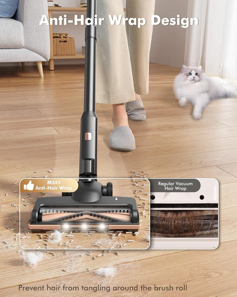 48kPA Cordless Vacuum Cleaner, 190AW Powerful Suction, Max 60min Runtime, 4000mAh Large Battery, Anti Hair Wrap Stick Vacuum, Vacuum Cleaners for Home, Pet Hair, Hard Floors and Carpets, Cars