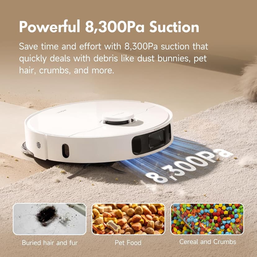 Mova P10 Ultra Robot Vacuum and Mop 8,300Pa Suction 140°F Hot Water Auto Mop Washing & Drying, Dual Spinning Extenable Clean, 10.5mm Lifting for Carpet, 360°Obstacle Avoidance, App Control