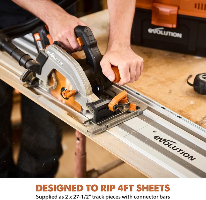 Evolution ST1400-G2 55" Circular Saw Guide Rail/Track | Universal Fit: Makita, Bosch, Festool, Triton, Metabo | 55"/4.6ft (1.4m) | Includes Self-Aligning Bars, 2x Track Clamps, Hex Key & Carry Bag