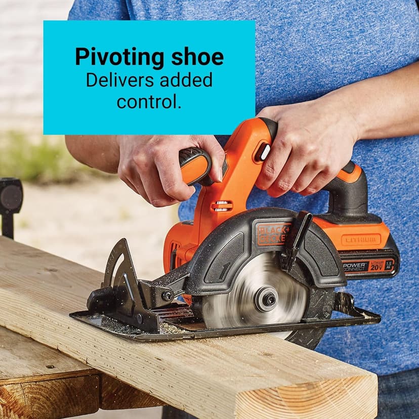 BLACK+DECKER 20V MAX POWERCONNECT 5-1/2 in. Cordless Circular Saw with Battery and Charger (BDCCS20C)