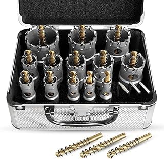 19 PCS (1/2" to 2-1/8") Carbide Hole Saw Kit for Metal - Heavy Duty TCT Hole Cutter Drill Bits Set with Titanium Pilot & L-Wrench, for Stainless Steel/Iron/Aluminum | Metal|
