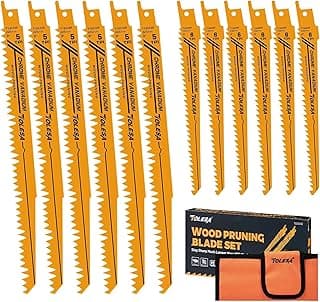 TOLESA 12 Pack CR-V Sawzall Pruning Blades 6 Inch+9 Inch for Tree Branch Root Wood Cutting, Reciprocating Saw Blade for Professional, DIYer, Gardener(Christmas Gift)