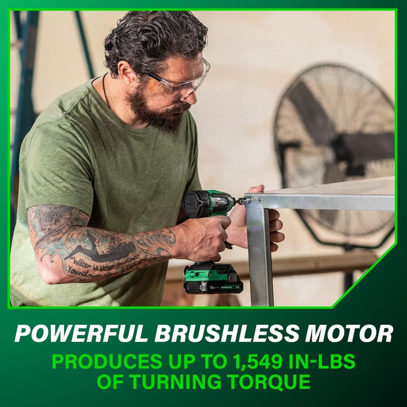 Metabo HPT 18V MultiVolt Cordless Brushless Driver Drill & Impact Driver Combo Kit, Power Tool Kit, 2 Lithium-Ion Metabo HPT Batteries and Charger, High Torque, Compact Lightweight Design, KC18DEXQB