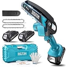 Seesii Mini Chainsaw, 6-inch Mini Chainsaw Cordless, Handheld Electric Power Chain Saw with 2 Batteries, for Tree Trimming Wood Cutting, Best Gifts for Father, Dad, Husband, Men