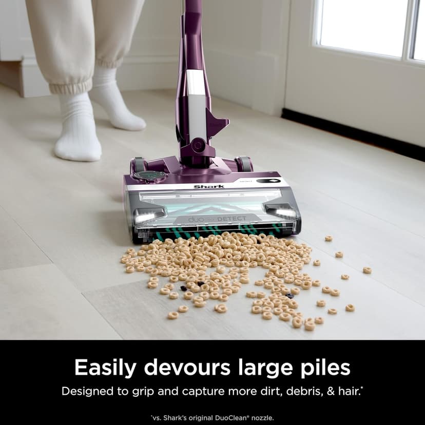 Shark POWERDETECT Ultra-Light Corded Stick Vacuum with DuoClean Technology, Self-Cleaning Brushroll for No Hair Wrap, Anti-Allergen Complete Seal, and Odor Neutralizer Technology, Purple, HZ4001AMZ