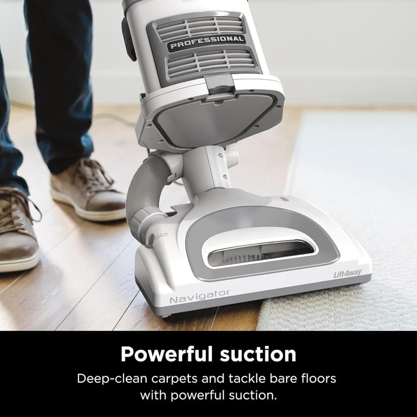 Shark | Upright Vacuum Cleaner | Navigator Lift-Away | Swivel Steering | HEPA Filter | Vacuum for Pet Hair | Crevice Tool & Dusting Brush Included | For Carpets & Hard Floors | White/Silver | NV356E