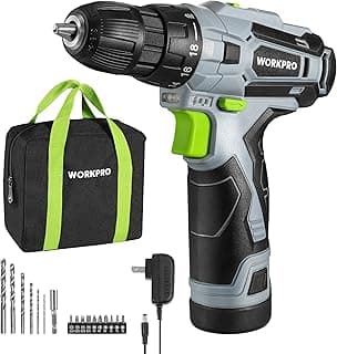 WORKPRO Cordless Drill Driver Kit, 12V Electric Screwdriver Driver Tool Kit, 3/8" Keyless Chuck, Charger and Storage Bag Included