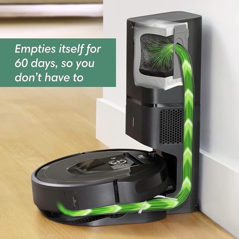 iRobot Roomba i7+ (7550) Robot Vacuum with Automatic Dirt Disposal - Empties Itself for up to 60 Days, Wi-Fi Connected, Smart Mapping, Works with Alexa, Ideal for Pet Hair, Carpets, Hard Floors
