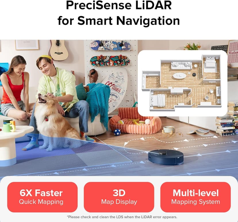 roborock Q5 Pro Robot Vacuum and Mop Combo, 5500Pa Powerful Suction, DuoRoller Brush, LiDAR Navigation, 3D Mapping, Robotic Cleaner for Dirt, Floors, Pet Hair, 240min Runtime, Smart No-Go Zone, Black