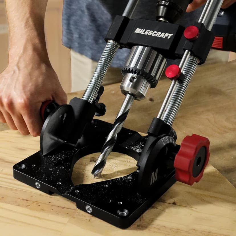 Milescraft 1348 Drill Mate PRO – Heavy-Duty Portable Drill Press Drilling Guide, ½” Chuck, Precision Drilling Jig Attachment for Drilling Angled or Straight Holes, Adjustable Drill Guide Attachment