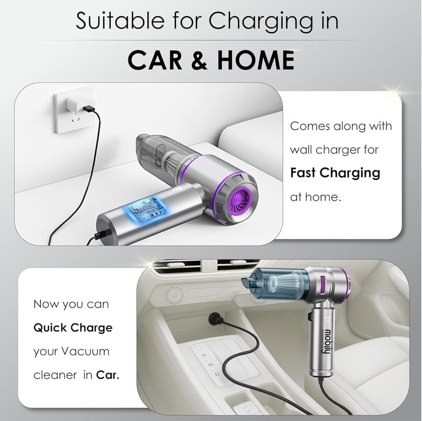 【2025 Upgraded】 Handheld Vacuum Cordless, Car & Home Cleaner with Brushless Motor, Strong & Compressed Air Dusters with LED Light, Type C Port, Wireless Mini Portable Hand Blower