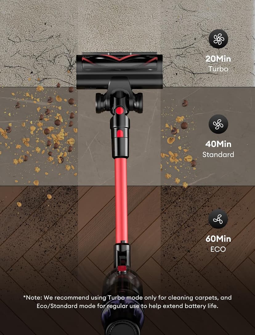 Ultenic Cordless Vacuum Cleaner, 550W/50Kpa, 60Mins Runtime, Stick Vacuum Cordless Rechargeable with 180°Bendable Wand, Anti-Tangle Brush, Vacuum Cleaners for Home/Pet Hair/Carpet/Floor U16
