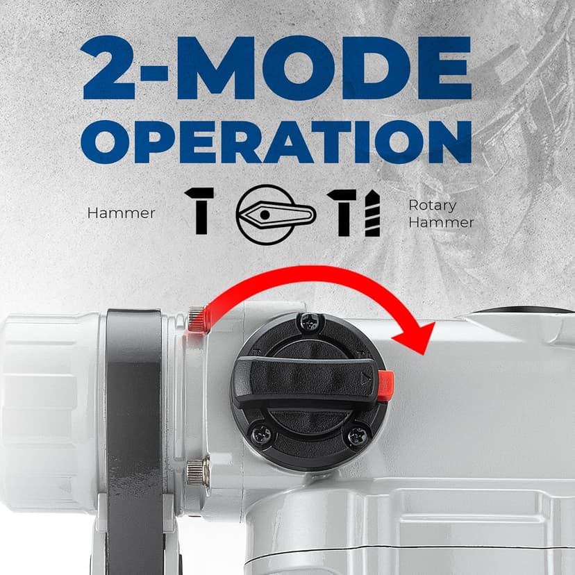 Dong Cheng 1-1/8 Inch SDS-Plus Rotary Hammer Drill with Safety Clutch, 9.2 Amp Heavy Duty Corded Demolition Hammer for Concrete, 3.6 Joules, Including 3 Drill Bits, Flat Chisels and Point Chisels