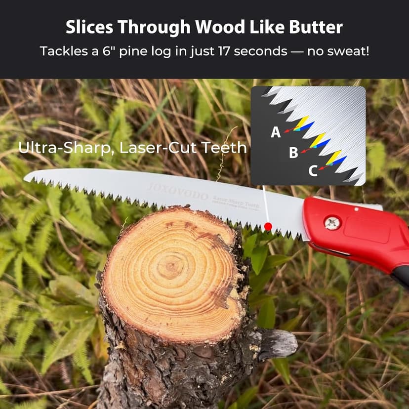 10 Inch Folding Saw Laser-Cut Teeth Pruning Saw for Tree Trimming, D2 Steel Hand Saws for Wood Cutting, 7 TPI Wood Saws Hand For Camping, Bushcraft, Gardening, Outdoor, Heavy-duty Garden Tool