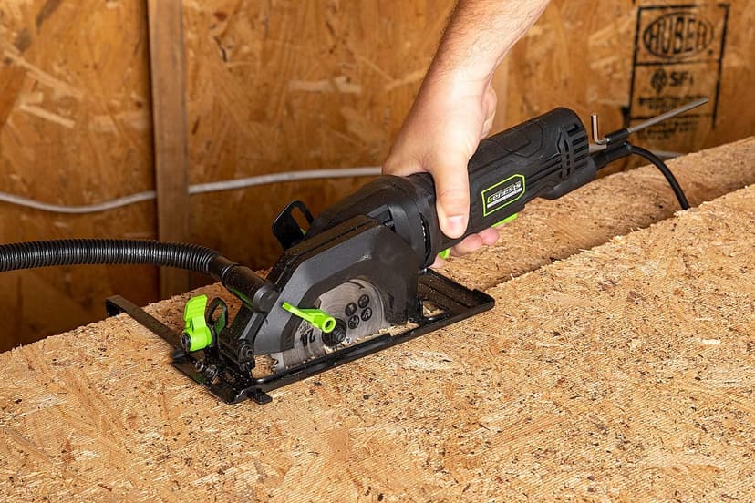 Genesis Mini Circular Saw 4.0 Amp 4-1/2" with 24T Carbide-Tipped Blade, Rip Guide, Vacuum Adapter, and Blade Wrench (GCS445SE)