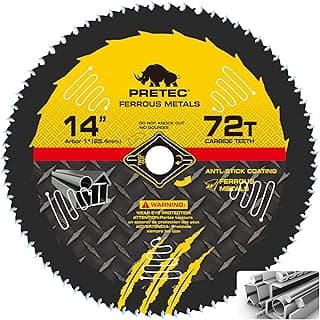 14BLADEST Blade for Cutting Mild Steel with 1" Arbor, for Circular and Chop Saws, No Heat, No Burrs & Virtually No Sparks, Carbide-Tipped TCT Blade for Cold Metal Cutting,14-Inch x 72-Tooth
