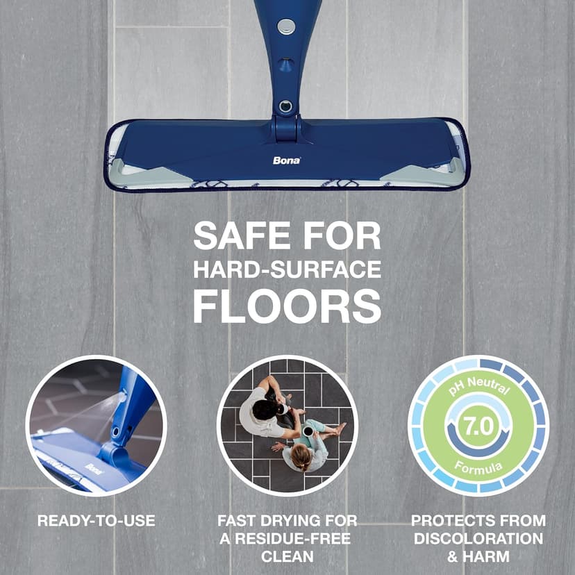 Bona Multi-Surface Floor Cleaner Refill - 128 fl oz - Lemon Mint - Residue-Free Floor Cleaning Solution refill for Spray Mop and Spray Bottles - For Use on Stone, Tile, Laminate, and Vinyl Floors