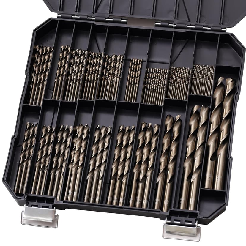 Cobalt Drill Bit Set for Hardened Metal and Stainless Steel, 99Pcs M35 High Speed Steel Twist Jobber Metal Drill Bits 1/16"-3/8", with Plastic Index Storage Case