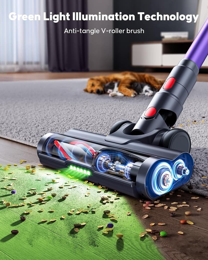 Cordless Vacuum Cleaner, 550W 45KPA 60Mins Vacuum Cleaners for Home, Anti-tangle Stick Vacuum with Rechargeable Battery, Build-in Aromatherapy, Handheld Vacuum Cleaner for Pet Hair/Carpets/Hard Floors