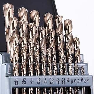 Cobalt Drill Bit Set, 29Pcs (1/16" - 1/2") M35 Fully Grounded 5% Cobalt Bits for Hardened Metals, Stainless Steel, Cast Iron and Wooden Plastics, with Metal Index Storage Box