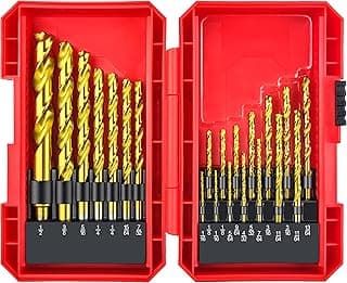 Titanium Twist Drill Bit Set 21 Piece Fit for Cutting Hard Metals，Such as Stainless Steel, Aluminum Alloy and Titanium Alloy 21 Pieces