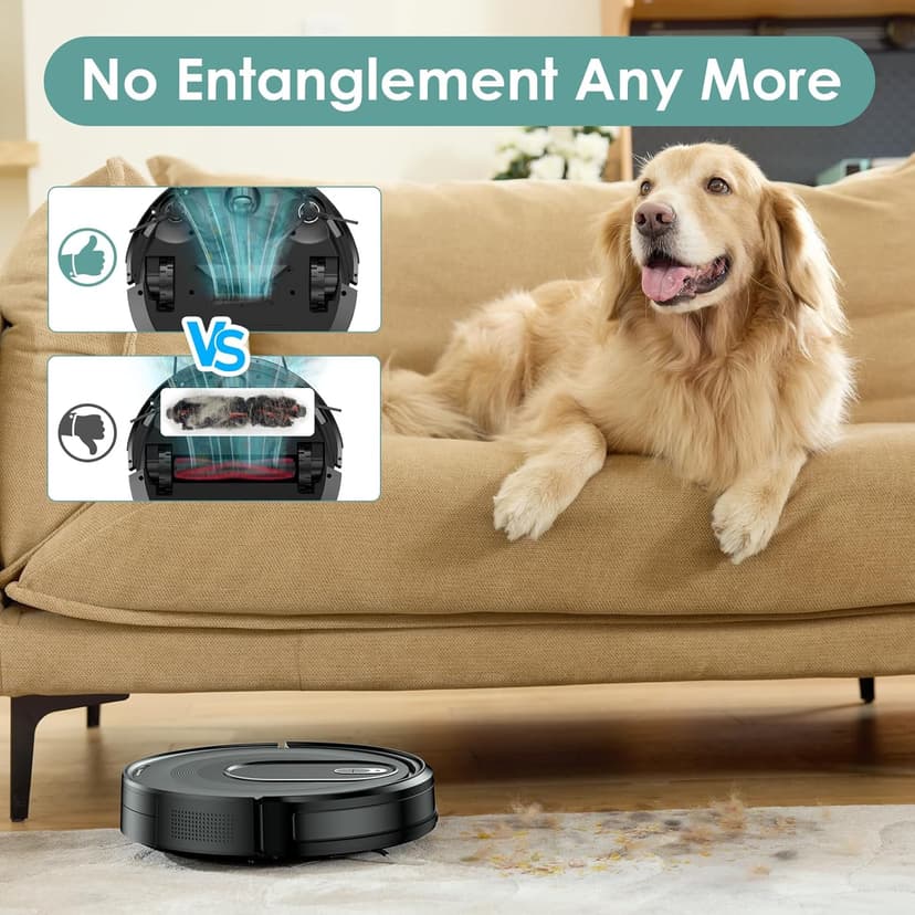 W6+ Robot Vacuum Cleaner,2800Pa Suction,720ml Large Capacity,120 Mins Runtime,Self-Charging Slim Robotic Vacuums,APP/Voice/Remote Control,No Entanglement Suction Port Ideal for Pet (Black)
