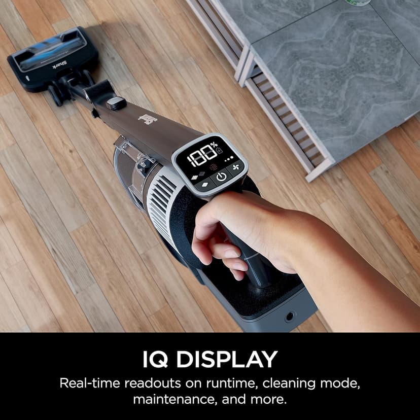Shark Vertex Pro Cordless Vacuum Cleaner with HEPA Filter, Lightweight, Portable, Removable Handheld, Self Cleaning DuoClean PowerFins, 120-min Runtime, IQ Display, Black/Silver, IZ682H