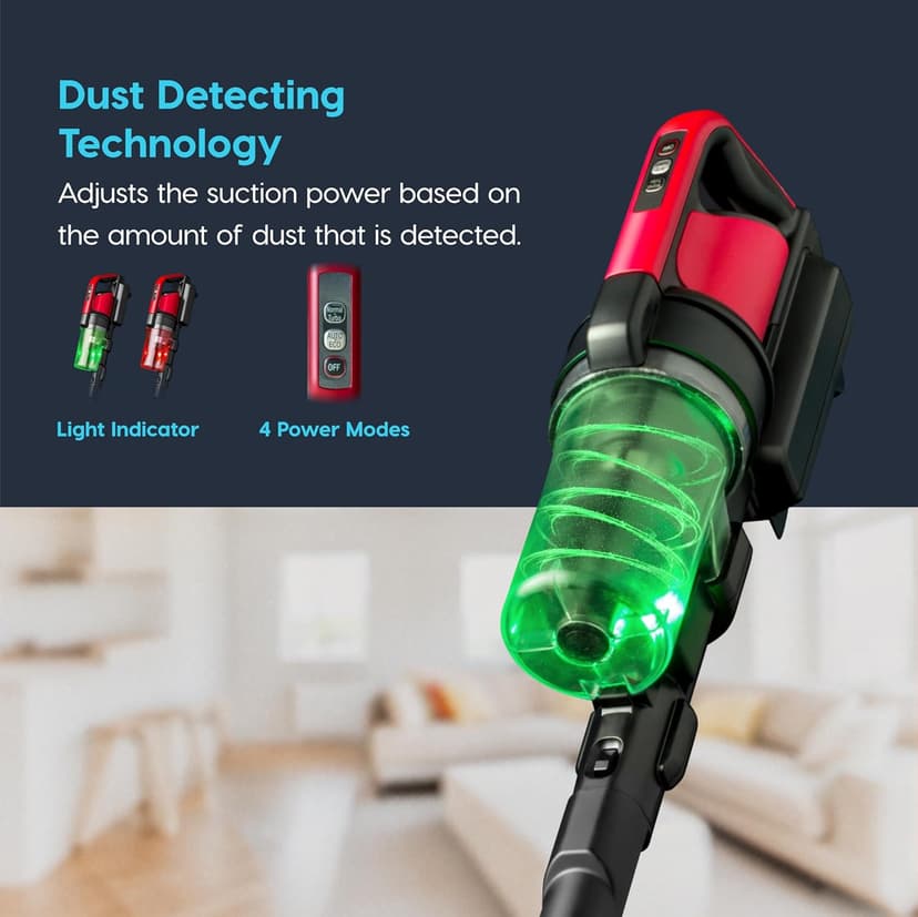 IRIS USA Cordless Vacuum Cleaner for Home, Rechargeable, Ultra Lightweight, 50-Minute Runtime Fast Charging, 230W, Carpet, Hard Floor, Tile, Non-Slip Lean Support Design, LED Dust Sensor, Black