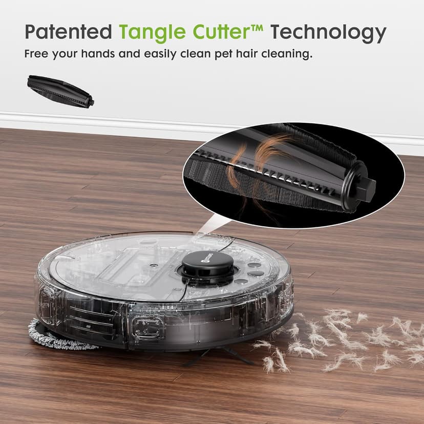 Robot Vacuum and Mop, V5 Self-Emptying 8500Pa Suction, Pet Hair Tangle Cutter™, 75-Day Capacity, Cat Laser, All-in-One Station, Robotic Vacuum Cleaner for Pet Hair, Hard Floors, Tile, Carpet