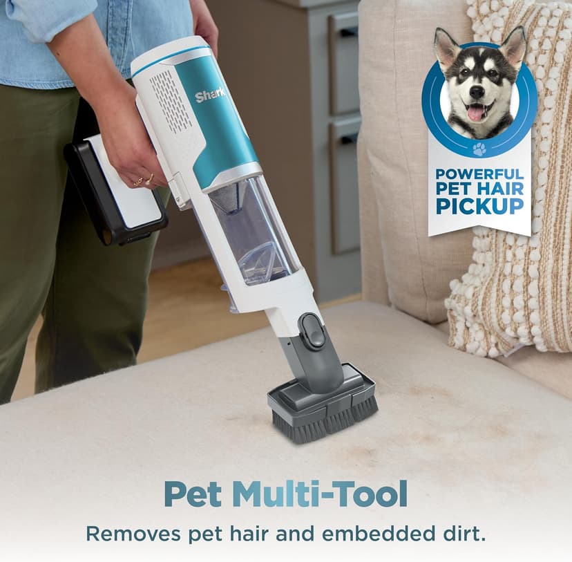 Shark Clean & Empty Cordless Stick Vacuum – Lightweight Cordless Vacuum with HEPA Filter, Portable, Rechargeable, Auto-Empty System, Stick Vacuum for Pet Hair, Carpets & Hardfloor, White, BU3521