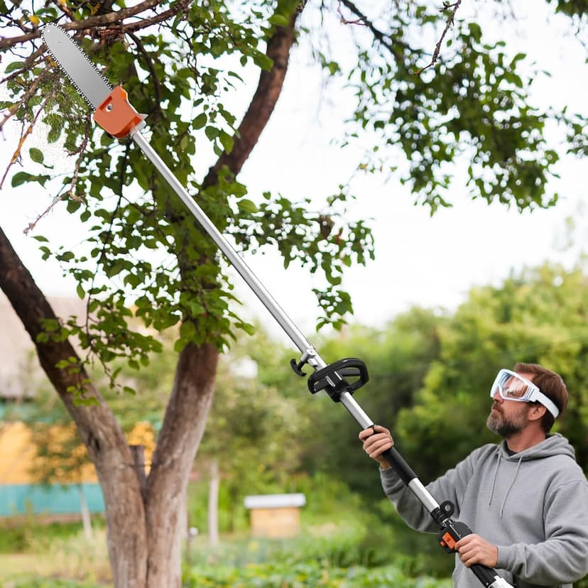 48CC Gas Powered Pole Saw 2-Cycle Engine,16FT Adjustable Extension Pole Chainsaw for Tree Trimming & Pruning,Lightweight Design,Professional Landscaping Tool (Gas Pole Saw)